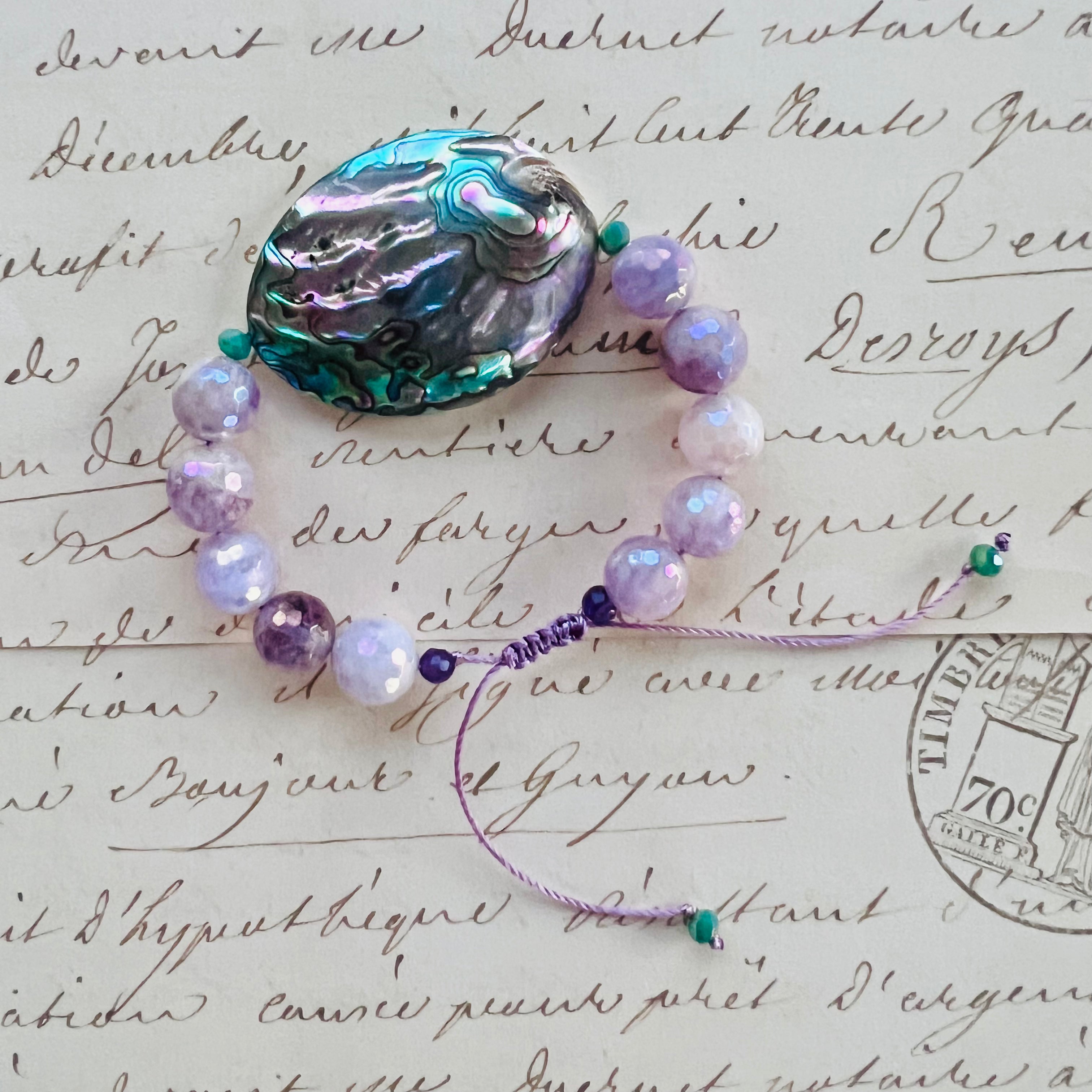 Abalone Lavender Onyx slide bracelet