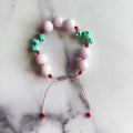 Lavender-dyed Jade + Green Rose Bead Slide Bracelet