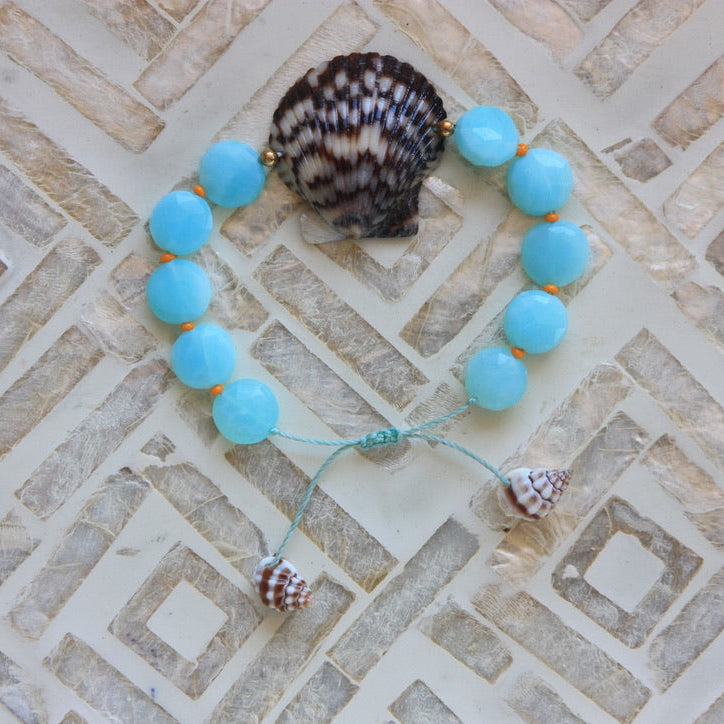 Calico Scallop shell + Amazonite slide bracelet