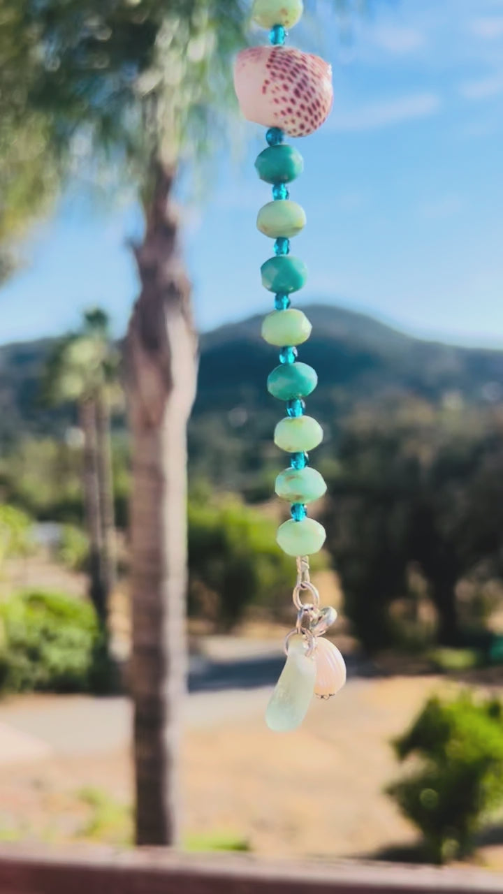 Turquoise Glass & Shell Bracelet
